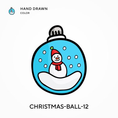 Noel topu 12. El çizilmiş renk simgesi. Modern vektör illüstrasyon kavramları. Düzenlemesi ve kişiselleştirmesi kolay