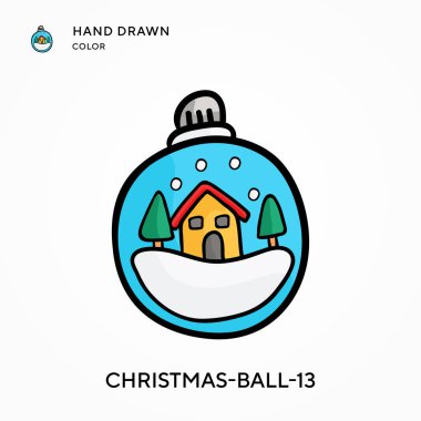 Noel topu 13 El renkli simge çizdi. Modern vektör illüstrasyon kavramları. Düzenlemesi ve kişiselleştirmesi kolay