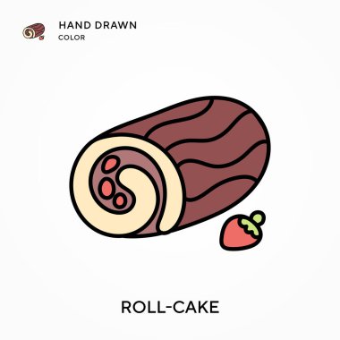 Yuvarlak-kek El renkli simge çizdi. Modern vektör illüstrasyon kavramları. Düzenlemesi ve kişiselleştirmesi kolay