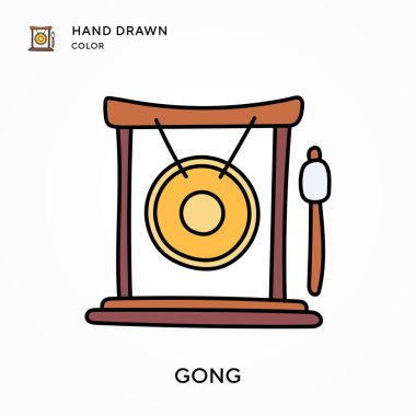 Gong Hand renk simgesi çizdi. Modern vektör illüstrasyon kavramları. Düzenlemesi ve kişiselleştirmesi kolay