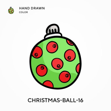 Noel topu-16 El renkli simge çizdi. Modern vektör illüstrasyon kavramları. Düzenlemesi ve kişiselleştirmesi kolay