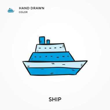 Gemi El renk simgesi çizdi. Modern vektör illüstrasyon kavramları. Düzenlemesi ve kişiselleştirmesi kolay