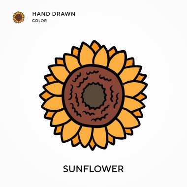Ayçiçeği El renk simgesi çizdi. Modern vektör illüstrasyon kavramları. Düzenlemesi ve kişiselleştirmesi kolay