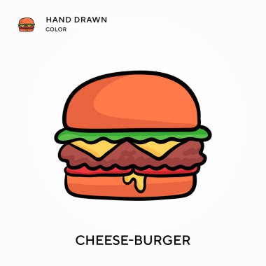 Çizburger El renkli simge çizdi. Modern vektör illüstrasyon kavramları. Düzenlemesi ve kişiselleştirmesi kolay