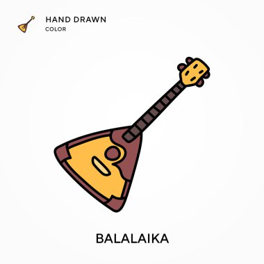 Balalaika El renk simgesi çizdi. Modern vektör illüstrasyon kavramları. Düzenlemesi ve kişiselleştirmesi kolay