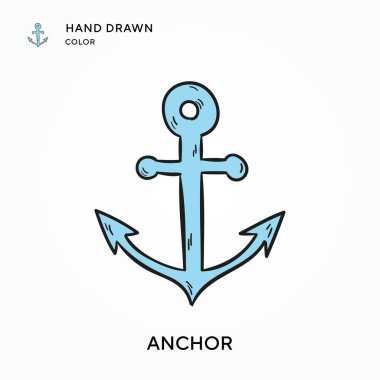 Çapa El renk simgesi çizdi. Modern vektör illüstrasyon kavramları. Düzenlemesi ve kişiselleştirmesi kolay