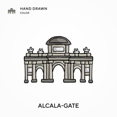 Alcala-gate Hand renk simgesi çizdi. Modern vektör illüstrasyon kavramları. Düzenlemesi ve kişiselleştirmesi kolay