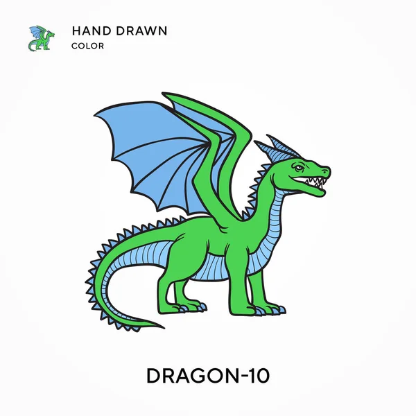 Dragon Icône Couleur Dessinée Main Concepts Modernes Illustration Vectorielle Facile — Image vectorielle