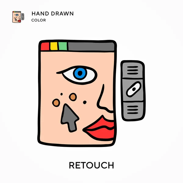 Retouch Hand Çizilmiş Renk Simgesi Modern Vektör Illüstrasyon Kavramları Düzenlemesi — Stok Vektör