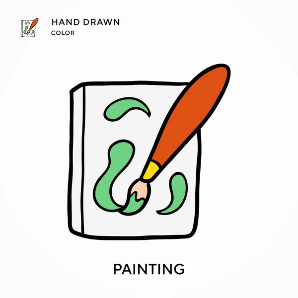 Ikon Warna Lukisan Hand Konsep Gambar Vektor Modern Mudah Untuk - Stok Vektor