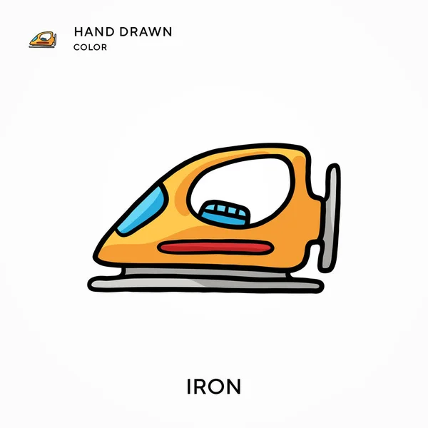 Ícone Cor Desenhado Mão Ferro Conceitos Modernos Ilustração Vetorial Fácil —  Vetores de Stock