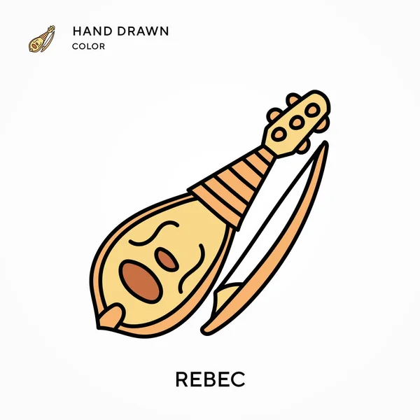Rebec Hand Drawn Color Icon Modern Vector Illustration Concepts Easy — Stock Vector