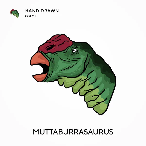 Muttaburrasaurus Icône Couleur Dessinée Main Concepts Modernes Illustration Vectorielle Facile — Image vectorielle
