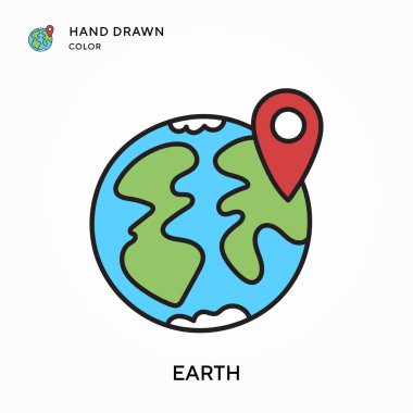 Toprak El renkli simge çizdi. Modern vektör illüstrasyon kavramları. Düzenlemesi ve kişiselleştirmesi kolay.