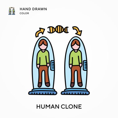 İnsan Klon El renk simgesi çizdi. Modern vektör illüstrasyon kavramları. Düzenlemesi ve kişiselleştirmesi kolay.
