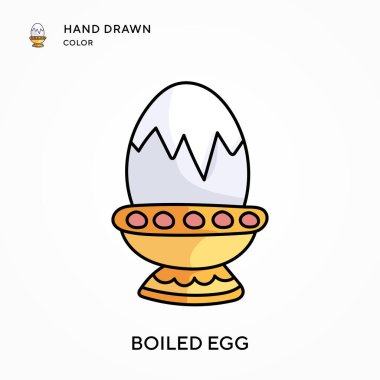 Haşlanmış yumurta el renkli simge çizdi. Modern vektör illüstrasyon kavramları. Düzenlemesi ve kişiselleştirmesi kolay.