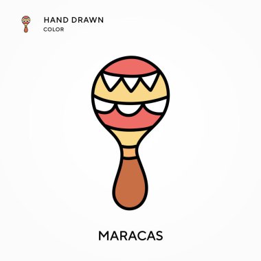 Maracas Hand renk simgesi çizdi. Modern vektör illüstrasyon kavramları. Düzenlemesi ve kişiselleştirmesi kolay.