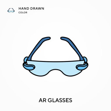 Gözlük. El çizimi renk simgesi. Modern vektör illüstrasyon kavramları. Düzenlemesi ve kişiselleştirmesi kolay.
