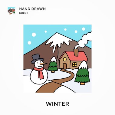 Winter Hand renk simgesi çizdi. Modern vektör illüstrasyon kavramları. Düzenlemesi ve kişiselleştirmesi kolay.