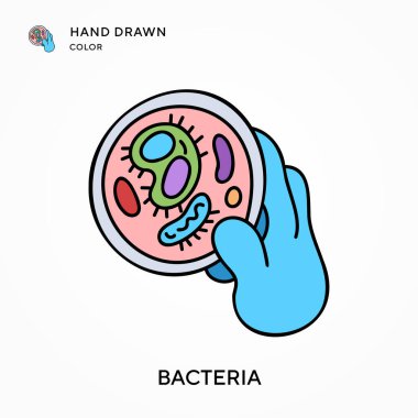 Bakteri El renk simgesi çizdi. Modern vektör illüstrasyon kavramları. Düzenlemesi ve kişiselleştirmesi kolay.