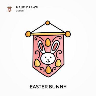 Paskalya Tavşanı Eli renkli simge çizdi. Modern vektör illüstrasyon kavramları. Düzenlemesi ve kişiselleştirmesi kolay.