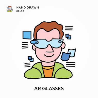 Gözlük. El çizimi renk simgesi. Modern vektör illüstrasyon kavramları. Düzenlemesi ve kişiselleştirmesi kolay.