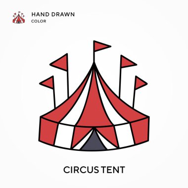 Sirk çadırı El renk simgesi çizdi. Modern vektör illüstrasyon kavramları. Düzenlemesi ve kişiselleştirmesi kolay.