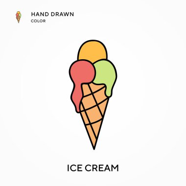 Dondurma El renkli simge çizdi. Modern vektör illüstrasyon kavramları. Düzenlemesi ve kişiselleştirmesi kolay.