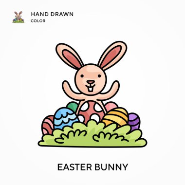 Paskalya Tavşanı Eli renkli simge çizdi. Modern vektör illüstrasyon kavramları. Düzenlemesi ve kişiselleştirmesi kolay.