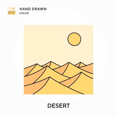 Desert Hand renkli simge çizdi. Modern vektör illüstrasyon kavramları. Düzenlemesi ve kişiselleştirmesi kolay.