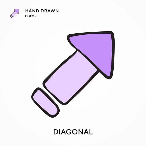 Diagonal Icono Color Dibujado Mano Conceptos Modernos Ilustración Vectorial Fácil — Vector de stock