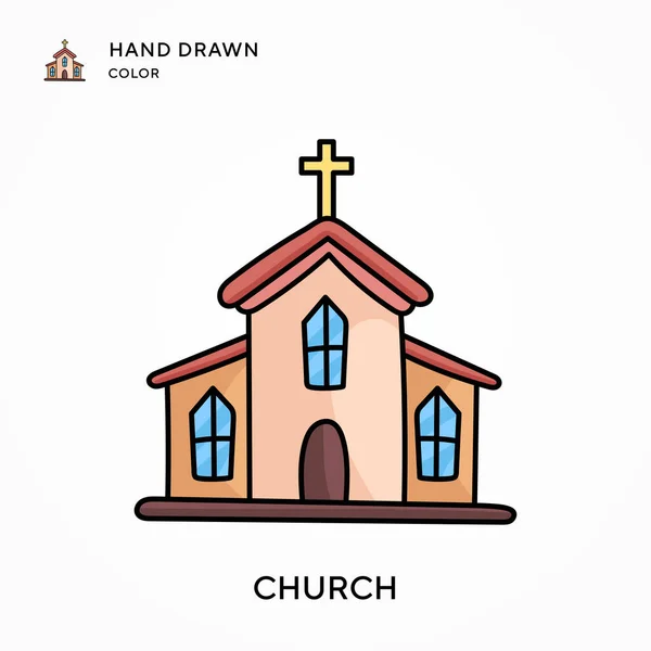Kilise Eli Renk Ikonu Çizdi Modern Vektör Illüstrasyon Kavramları Düzenlemesi — Stok Vektör