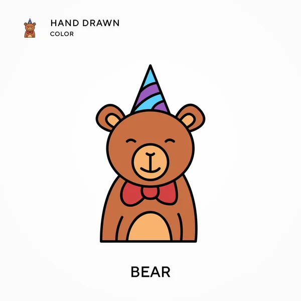 Urso Ícone Cor Desenhado Mão Conceitos Modernos Ilustração Vetorial Fácil — Vetor de Stock