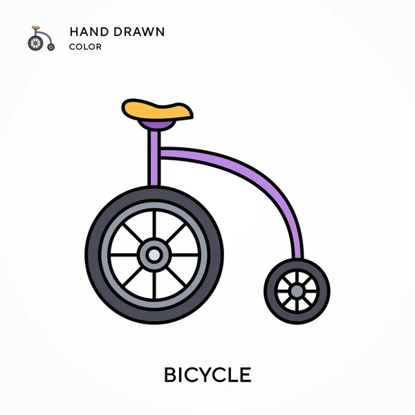 Bicicleta Ícone Cor Desenhado Mão Conceitos Modernos Ilustração Vetorial Fácil — Vetor de Stock