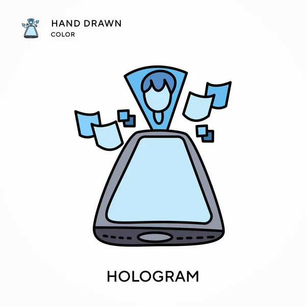 Hologram Hand Getekend Kleurenpictogram Moderne Vector Illustratie Concepten Eenvoudig Bewerken — Stockvector
