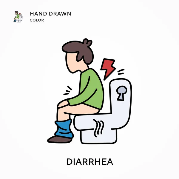 Diarré Hand Ritad Färg Ikon Moderna Vektorillustrationer Lätt Att Redigera — Stock vektor