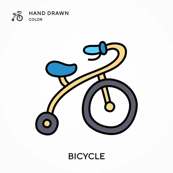 Bicicleta Ícone Cor Desenhado Mão Conceitos Modernos Ilustração Vetorial Fácil — Vetor de Stock