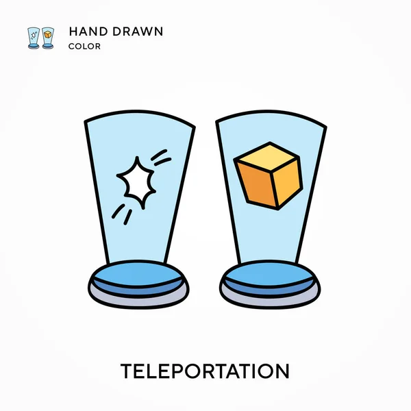 Teleportación Icono Color Dibujado Mano Conceptos Modernos Ilustración Vectorial Fácil — Vector de stock