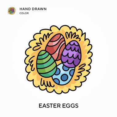 Paskalya yumurtaları El renk ikonu çizdi. Modern vektör illüstrasyon kavramları. Düzenlemesi ve kişiselleştirmesi kolay.