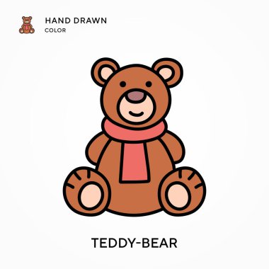 Oyuncak ayı eli renkli ikon çizmiş. Modern vektör illüstrasyon kavramları. Düzenlemesi ve kişiselleştirmesi kolay.