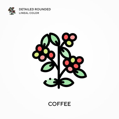 Kahve ayrıntılı yuvarlak çizgisel renk. Modern vektör illüstrasyon kavramları. Düzenlemesi ve kişiselleştirmesi kolay.