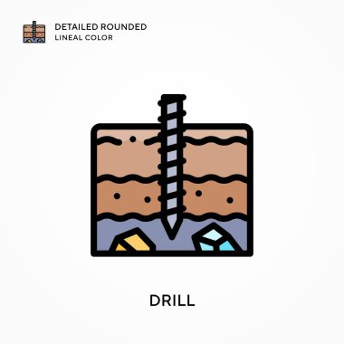 Matkap ayrıntılı yuvarlak çizgisel renk. Modern vektör illüstrasyon kavramları. Düzenlemesi ve kişiselleştirmesi kolay.