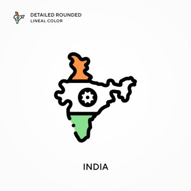 Hindistan ayrıntılı yuvarlak çizgisel renk. Modern vektör illüstrasyon kavramları. Düzenlemesi ve kişiselleştirmesi kolay.