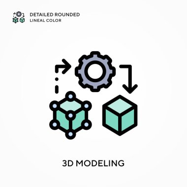 3D modelleme ayrıntılı yuvarlak çizgisel renk. Modern vektör illüstrasyon kavramları. Düzenlemesi ve kişiselleştirmesi kolay.
