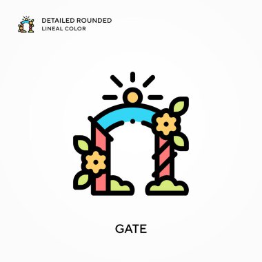 Kapı detaylı yuvarlak çizgisel renk. Modern vektör illüstrasyon kavramları. Düzenlemesi ve kişiselleştirmesi kolay.