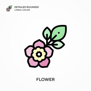 Çiçek detaylandırılmış yuvarlak çizgi rengi. Modern vektör illüstrasyon kavramları. Düzenlemesi ve kişiselleştirmesi kolay.