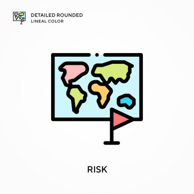 Detaylı yuvarlak çizgisel renk riski. Modern vektör illüstrasyon kavramları. Düzenlemesi ve kişiselleştirmesi kolay.