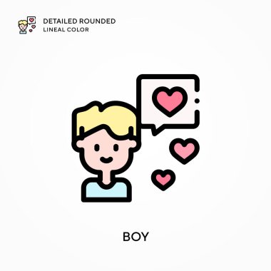 Oğlan yuvarlak çizgi rengini detaylandırdı. Modern vektör illüstrasyon kavramları. Düzenlemesi ve kişiselleştirmesi kolay.