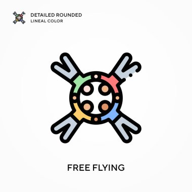 Serbest uçuş detaylı yuvarlak doğrusal renk. Modern vektör illüstrasyon kavramları. Düzenlemesi ve kişiselleştirmesi kolay.