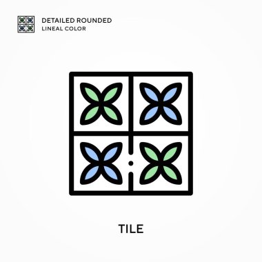 Döşeme detaylı yuvarlak çizgi rengi. Modern vektör illüstrasyon kavramları. Düzenlemesi ve kişiselleştirmesi kolay.